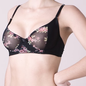 Lingerie bra Black Flowered Tulle and Lycra