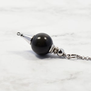 rainbow obsidian pendulum, with stainless steel chain, for dowsing or energy work