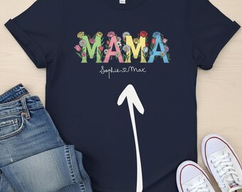 Personalized Mama Shirt with Sons Names, Expecting Mom Gift from Partner, Custom Mom Tee for Birthday, Mother’s Day Outfit,Mom Birthday Gift