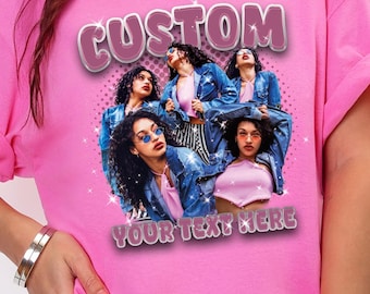 Gildan 5000® Bootleg Tee Photo Shirt Gift for Girlfriend, Birthday Bachelorette Party Outfit, Personalized Face T-Shirt, Vintage Graphic Tee