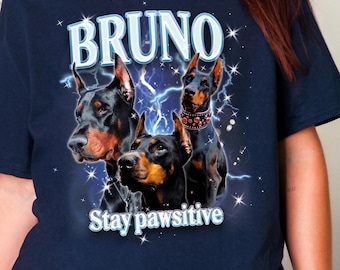 Custom Gildan 5000® Pet Photo Shirt for Dog Mom,Personalized Cat Portrait Tee,Pet Memorial Gift,Vintage Bootleg PetShirt,Pet Lover Gift Idea