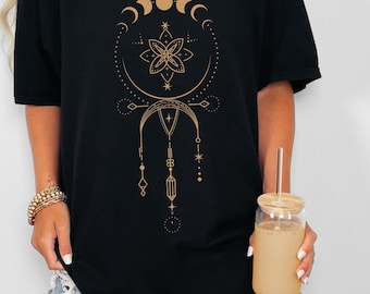Celestial Moon Phase Shirt for Women, Mystic Sun and Moon Tee Gift, Spiritual Astrology Lover Shirt, Boho Witchy T-Shirt, Comfort Colors®