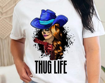 Gildan 5000® Thug Life Shirt for Confident Women, Funny Best Friend Gift Tee, Sarcastic Birthday Present , Sassy Streetwear Graphic Top