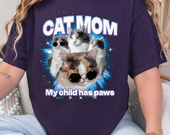 Custom Gildan 5000® Pet Photo Shirt for Dog Mom,Personalized Cat Portrait Tee,Pet Memorial Gift,Vintage Bootleg PetShirt,Pet Lover Gift Idea