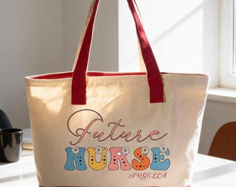 Personalized RN Tote Bag | Nurse Graduation Gift | Custom Nursing School Tote | Registered Nurse Work Bag|Nurse Appreciation Gift