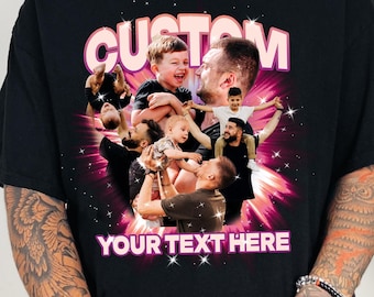 Gildan5000® Photo Dad Shirt Gift , Best Dad Ever Rap Tee, Personalized Father Shirt, Christmas Gift for Husband, Vintage Bootleg Style Tee