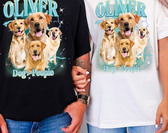 Custom Gildan 5000® Pet Photo Shirt for Dog Mom,Personalized Cat Portrait Tee,Pet Memorial Gift,Vintage Bootleg PetShirt,Pet Lover Gift Idea