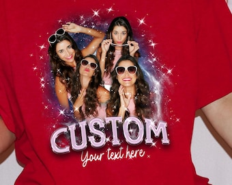 Gildan 5000® Bootleg Tee Photo Shirt Gift for Girlfriend, Birthday Bachelorette Party Outfit, Personalized Face T-Shirt, Vintage Graphic Tee