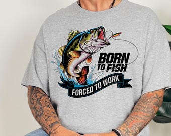 Gildan 5000® Retro Bigfoot Fishing Shirt for Dad, Funny Sasquatch Angler Tee, Lake Life Gift for Fisherman, Outdoorsman Birthday Gift