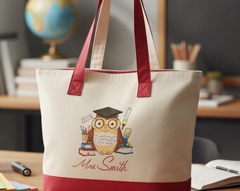 Personalized Teacher Tote Bag with Zipper–Inspirational Classroom Gift from Students, Back to School Educator Bag| Teacher Appreciation Tote
