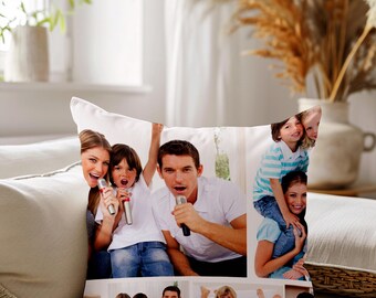Custom Family Photo Collage Pillow • Personalized Multi-Photo Cushion for Parents, Kids & Grandparents • Anniversary • Birthday•Holiday Gift