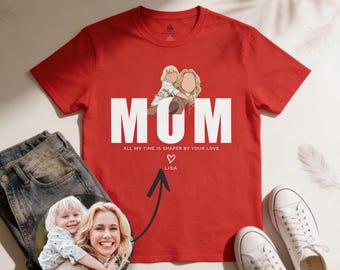 Custom Mom Photo Shirt with Names, Gift from Kids for Mother, Mother’s Day Portrait Tee, Wife Birthday Shirt, Personalized Family Memory Tee