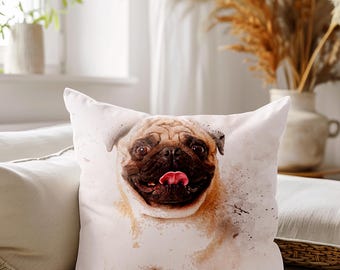 Custom Pet Watercolor Throw Pillow – Personalized Dog Gift for Pet Lovers | Memorial Keepsake | Birthday, Housewarming, Christmas Present