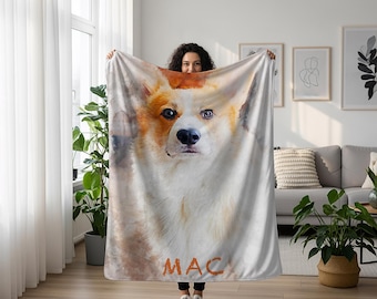 Dog Lover Custom Plush Throw Blanket • Unique Pet Photo Gift for Birthdays & Christmas • Warm Personalized Memory Throw for Dog Moms/Kids