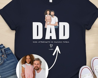 Gildan 5000® Dad Portrait Shirt Personalized from Kids, Meaningful Father’s Day Gift, Custom Family Illustration Tee, Husband Gift Idea