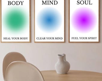Mind Body Soul Aura Art Prints: Spiritual Wall Decor (Digital Download)