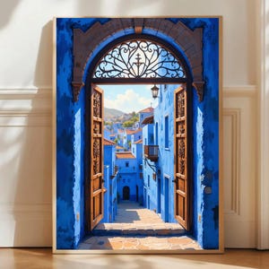 Chefchaouen Art Print - Open Window Morocco Wall Art, Blue City Decor, Chefchaouen Print, Moroccan Travel Gift, Morocco Home Decoration