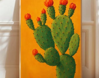 Impresión vintage de cactus de tuna, póster retro para exteriores con impresión del desierto de Sonora, arte de pared de cabaña de Arizona, desierto de cactus botánicos.