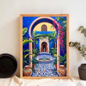 Majorelle garden digital print, Majorelle garden Marrakech, Marrakech art print, Blue Majorelle wall print