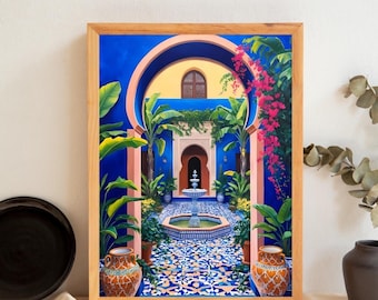 Blue Majorelle Garden Art Print: Marrakech Wall Decor (Digital Poster)