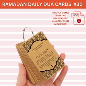 30 cartes quotidiennes du Ramadan Dua, Dua Ramazan, cartes islamiques imprimables du Ramadan Dua. Dua arabe, français, anglais en un. Cartes Ramadan imprimables,