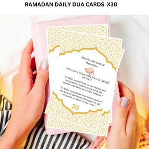 30 cartes dua Ramadan arabe, français, anglais, cartes Ramadan quotidiennes, cartes de décoration Ramadan, carte de prière imprimable Islam dua, avant l'ifar dua