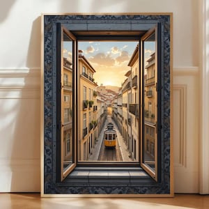 Open Window on Lisbon, Portugal Art Print, Travel Print, Portugal Travel Poster, Travel Gift, Poster, Europe Print, Housewarming Gift,