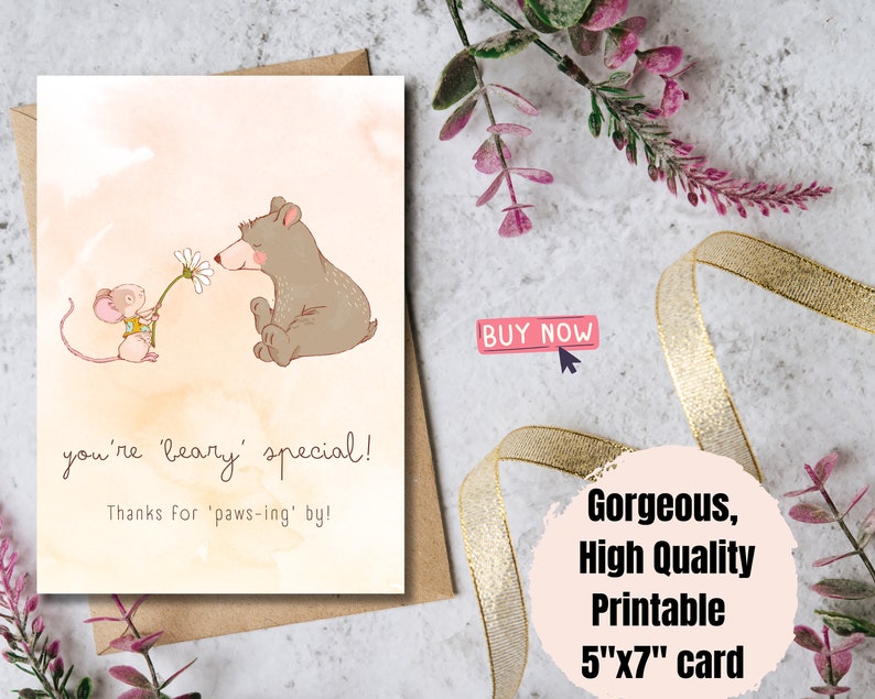 Printable Pun Thank You Card digital Download 5x7 Folded Card With ...