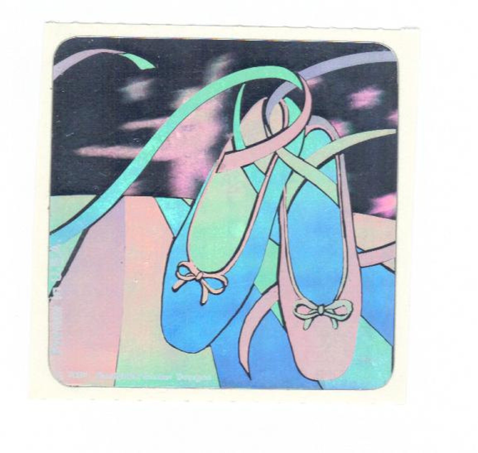 sandylion hologram ballet slippers sticker mod 1984 vintage shoes