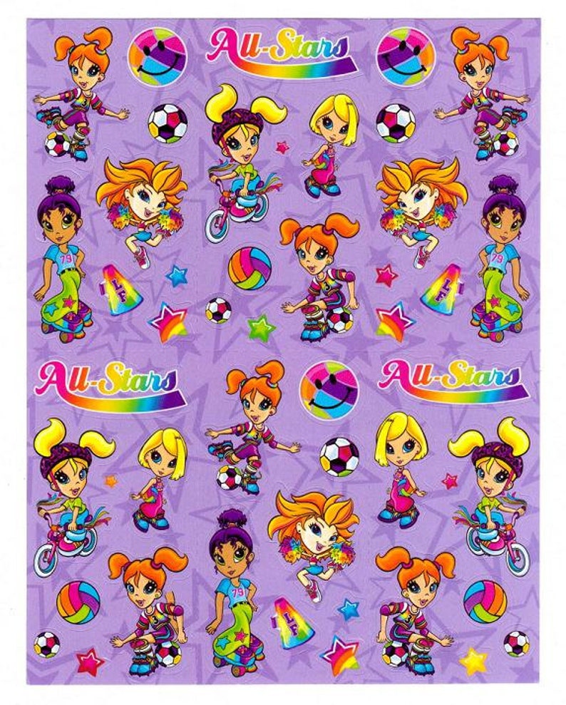 Lisa Frank Girl Sports All Stars Sticker Sheet Etsy
