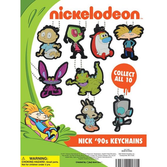 Nickelodeon Nick 90s Key Chains/ Charms set of 10 Pieces Party Favors 