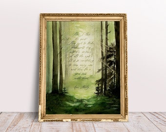 Anne of Green Gables Pine Tree Forest Digital Printable with Calligraphy Quote | Watercolor Forest Wall Art