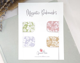 Set of Four Magnetic Floral Pattern Bookmarks for Planners, Books, Journals and more!