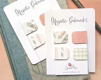 Set of Four Magnetic Watercolor Bookmarks for Planners, Books, Journals and more!