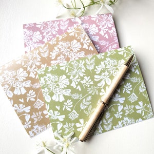 Floral Note Card Set: Pastel Colors, White Envelopes (Set of 6)