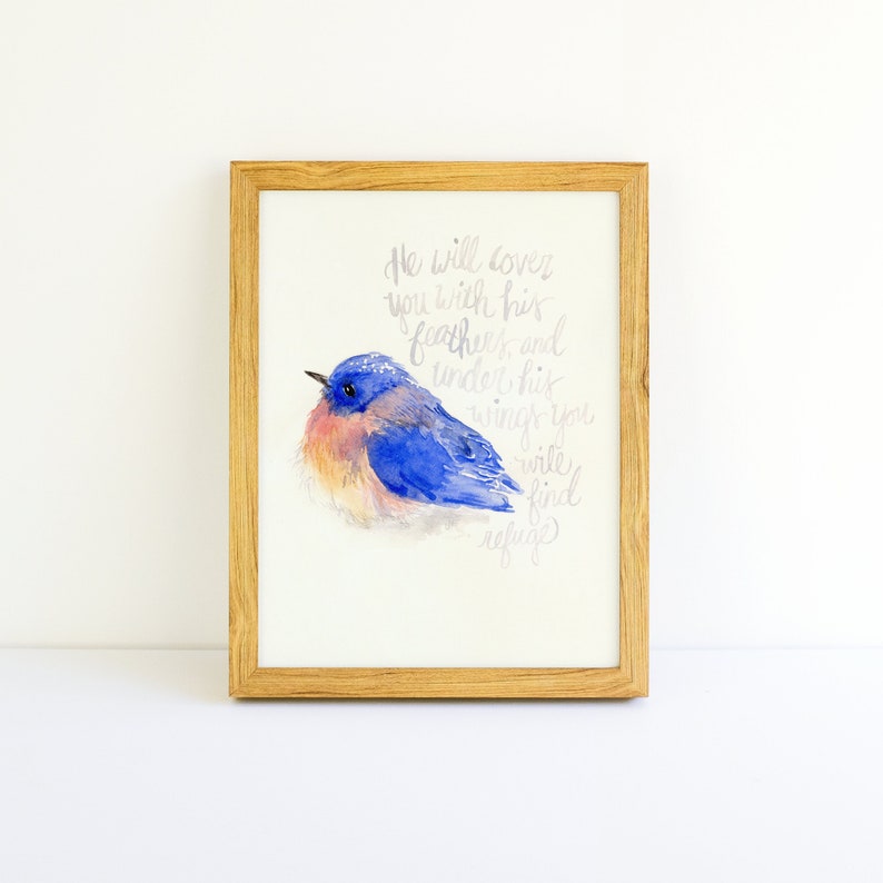 Bluebird With Scripture Bluebird Watercolor Print With Hand-lettered Scripture From - Etsy