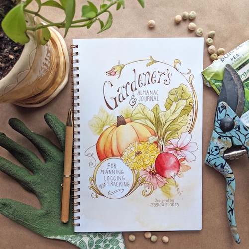 Garden Journal Gift Set with illustrated pages for planning, making lists, logging performance, tracking spending and more!