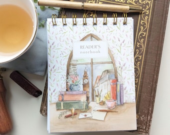 Buchliebhaber Geschenk - Pocket Reading Tracker Notizbuch mit Aquarell Art Cover