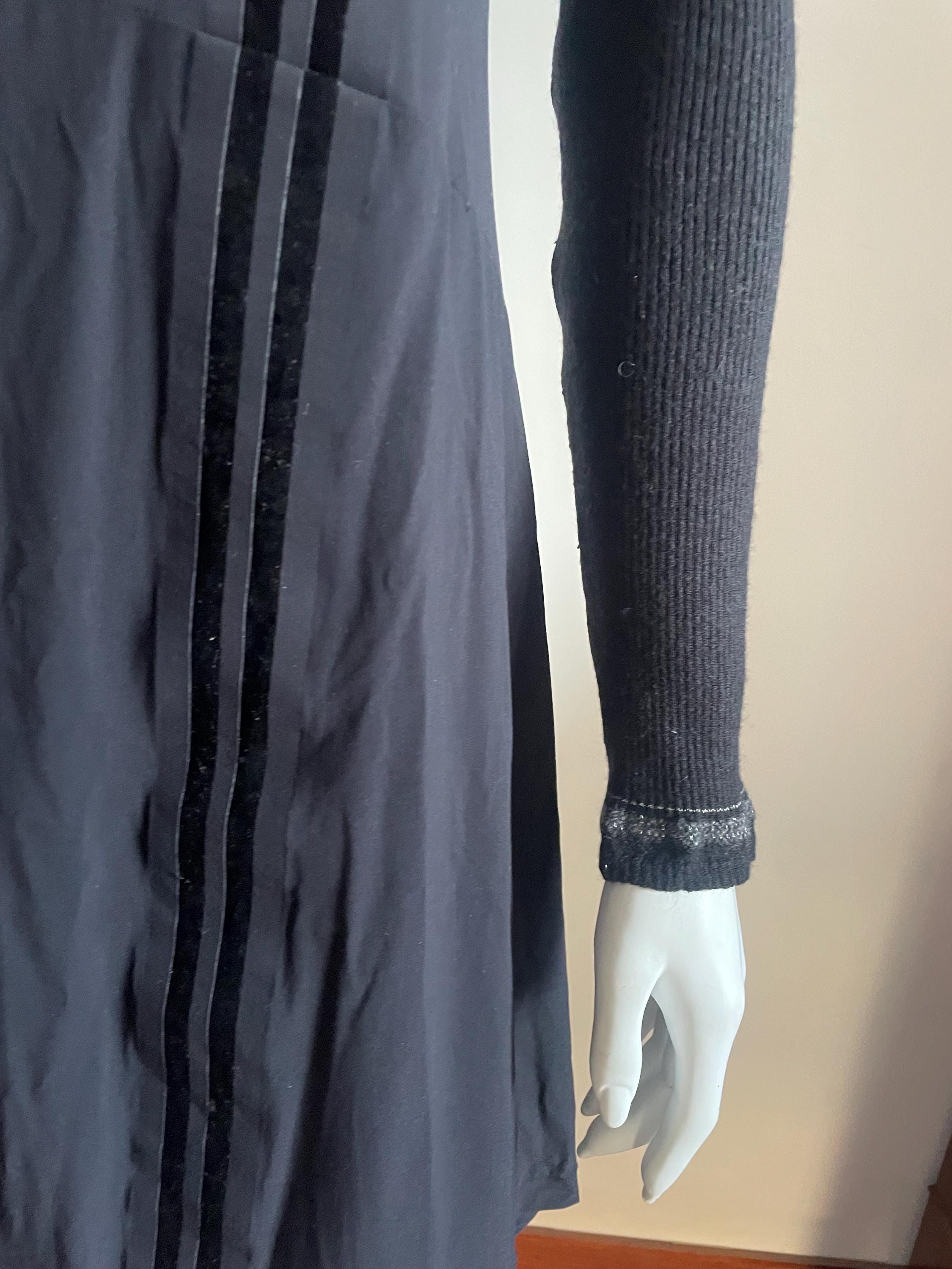 Robe Longue Noire Y2K Marithé+François Girbaud - Broderies, Voile Asymétrique, Vintage, Taille FR 42, Occasion TBE