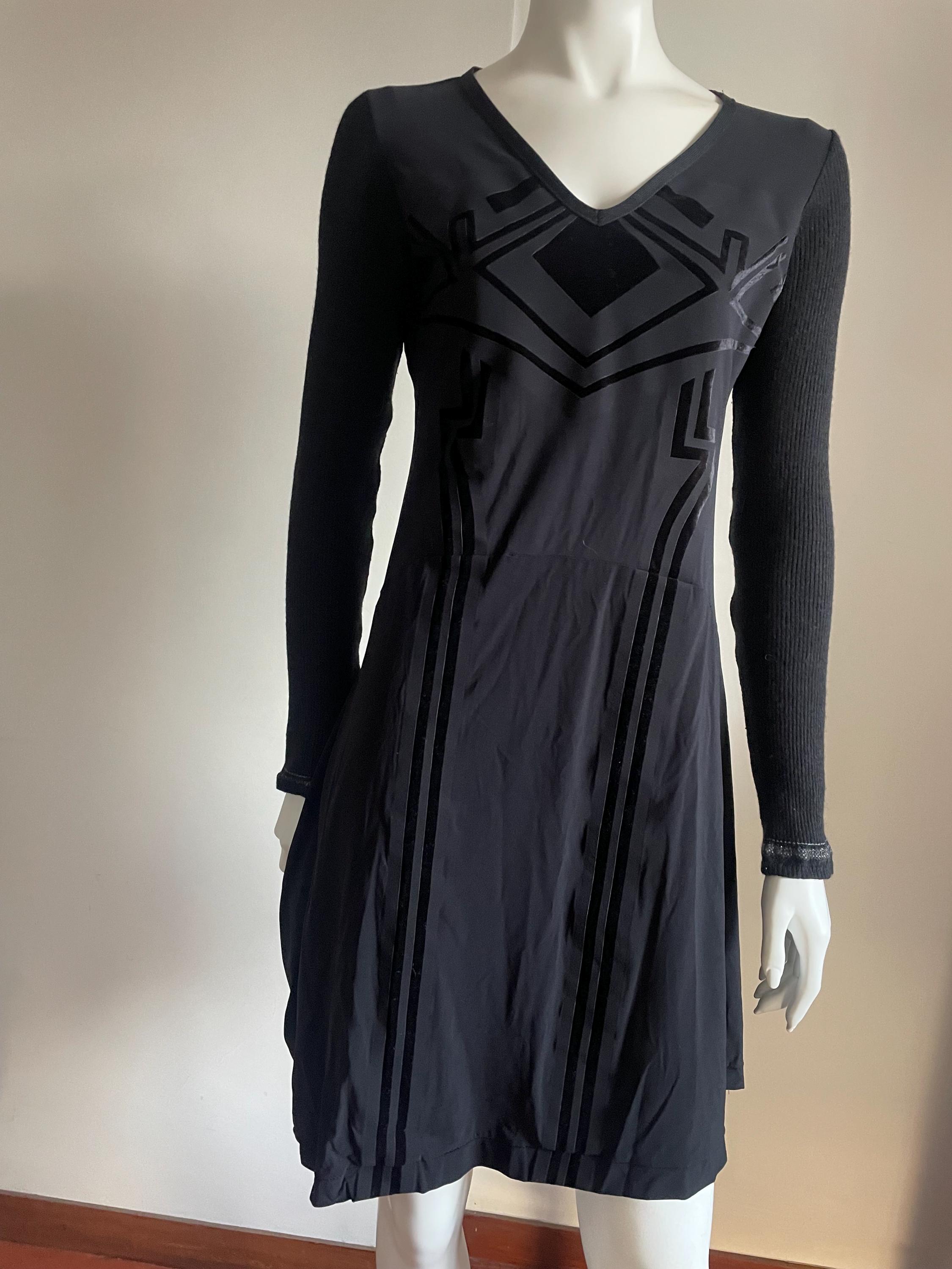 Robe Longue Designer Marithé+François Girbaud - Noir Tulle Brodé Asymétrique - Taille 42 - Occasion