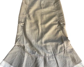 Marithe Francois Girbeaud langer Jeansrock Größe S MFG Vintage grauer Leinen-Jeansrock Größe M, y2k Cyborg MFG Rock