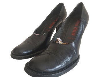 Vintage Miu Miu shoes 37.5, 90s women's shoes Miu Miu Prada 37.5, Miu Miu 90s black heeled shoes 37.5