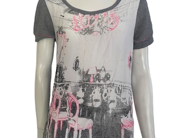 Cop Copine Netz-T-Shirt im Vintage-Stil, Größe M, Y2K-Oberteil mit Cop Copine-Aufdruck.