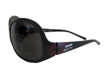 Miss Sixty Damen-Sonnenbrille, Vintage-Brille für Damen, schwarze Miss Sixty Y2K-Brille, runde Vintage-Brille