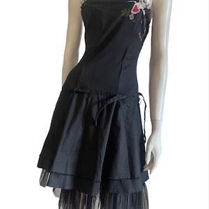 Miss Sixty vintage korsetjurk maat S, Miss Sixty jaren 90 lange jurken, Y2K zwarte uitlopende jurk maat S