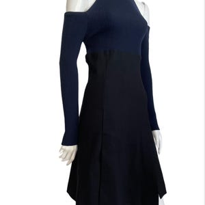Ausgestelltes Kleid von Versace, Größe S, Versus 90er, Schwarz-Blau, Größe XS, seltenes Gianni Versace Y2k-Herbstportemonnaie