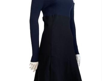 Ausgestelltes Kleid von Versace, Größe S, Versus 90er, Schwarz-Blau, Größe XS, seltenes Gianni Versace Y2k-Herbstportemonnaie