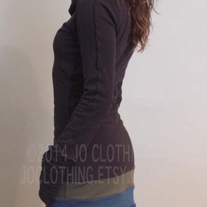 cowl tunic dress with extra long sleeves BLACK/Olive,Teal,Navy image 2