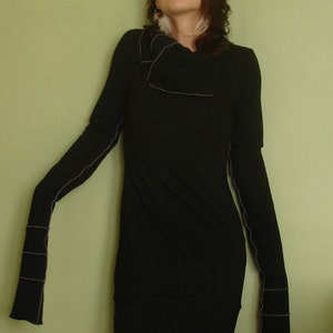 Cowl Tunic Dress Extra Long Sleeves BLACK - Etsy