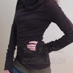 cowl tunic dress with extra long sleeves BLACK/Olive,Teal,Navy image 5
